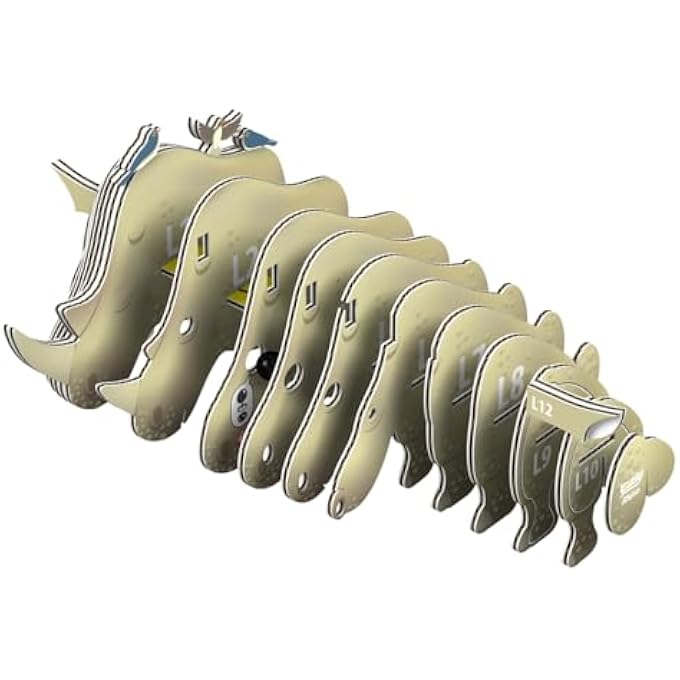 RHINO 3D PUZZLE, 24 PIECE ECO-FRIENDLY EDUCATIONAL TOY PUZZLES FOR BOYS, GIRLS & KIDS AGES 6+ - Image 4